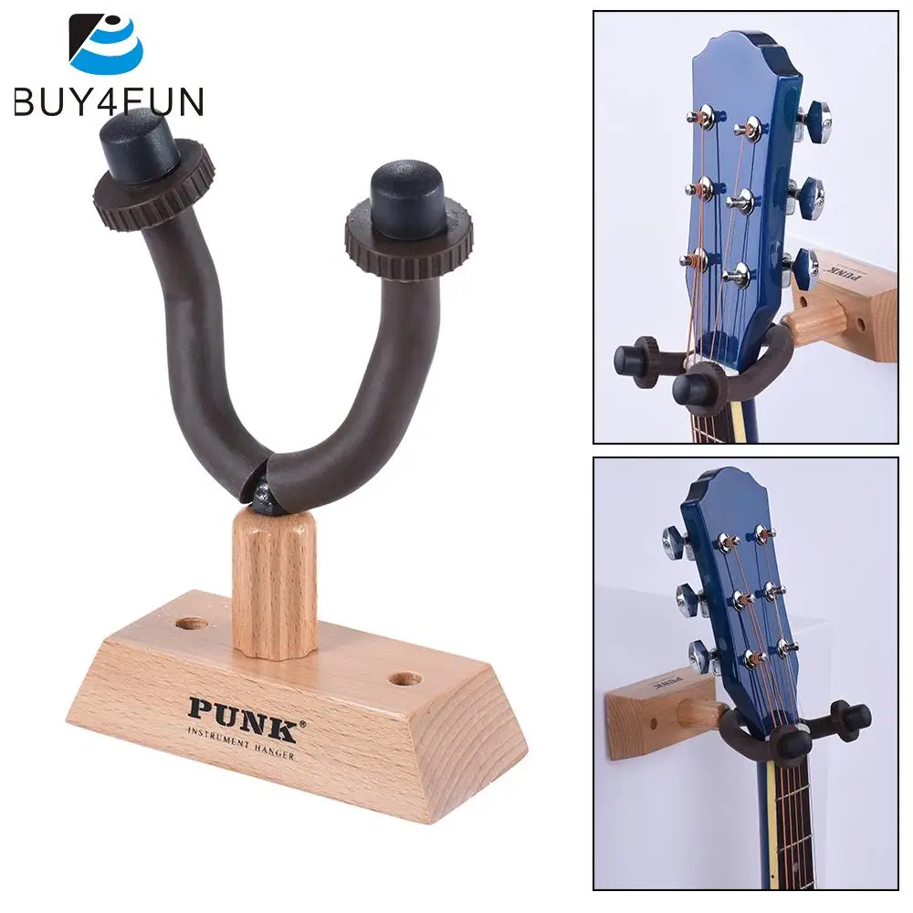 Wall Mount Guitar Hanger Hook Holder Keeper Wooden Base for Electric