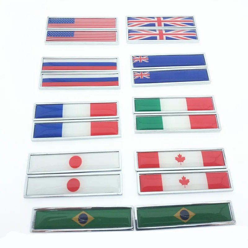 

CDIY 2pcs car Small metal side sticker fender badge National flag U.S.A Britain Australia Brazil Japan Canada Italy Russia