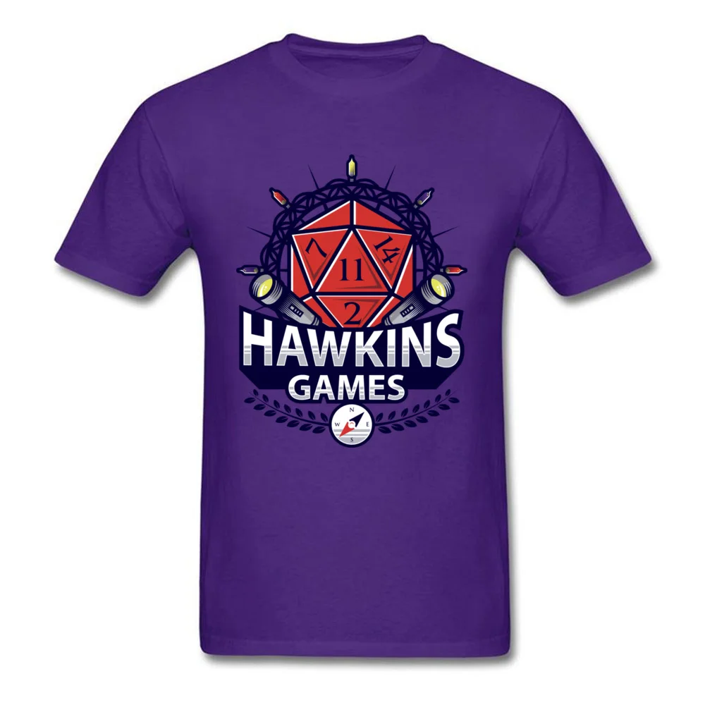 Casual Hawkins Games Crewneck Top T-shirts NEW YEAR DAY Tops Shirts Short Sleeve for Adult 2018 100% Cotton Fabric Party T Shirt Hawkins Games purple