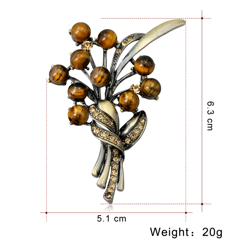 Винтажная натуральная Агатовая каменная брошь букет цветов заколки с листьями тигровый глаз Драгоценная Брошь для женщин антикварные нагрудные булавки ювелирные изделия
