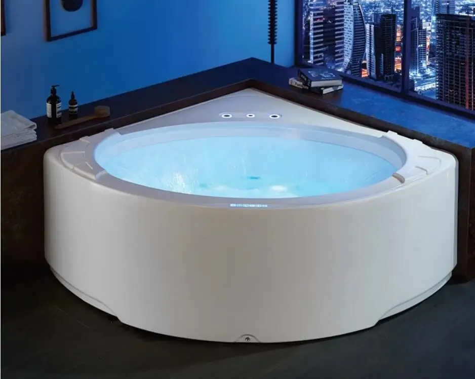 1550X1550mm настенные Cornor для серфинга гидромассажная Ванна с пузырьками акриловый гидромассаж водопад цветные лампы треугольная Ванна NS1102W - изображение