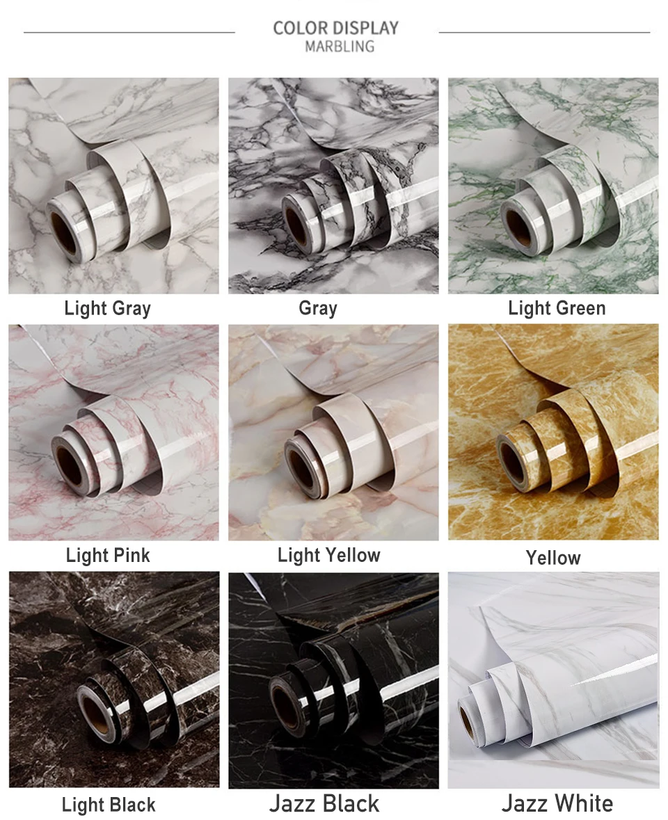 Marble Waterproof Dining Table Wall Stickers Vinyl Self Adhesive Wallpaper Decorative Film Cabinets Countertop Contact Paper DIY