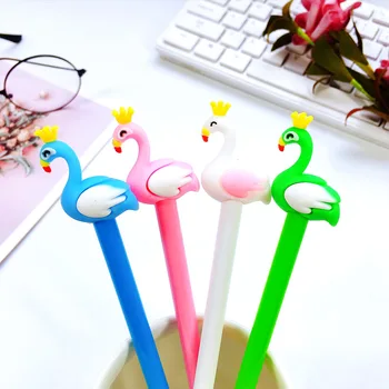 

2 pcs/lot Cartoon Crown Swan Flamingo Gel Pen Set Signature Pen Escolar Papelaria School Office Supply Promotional Gift