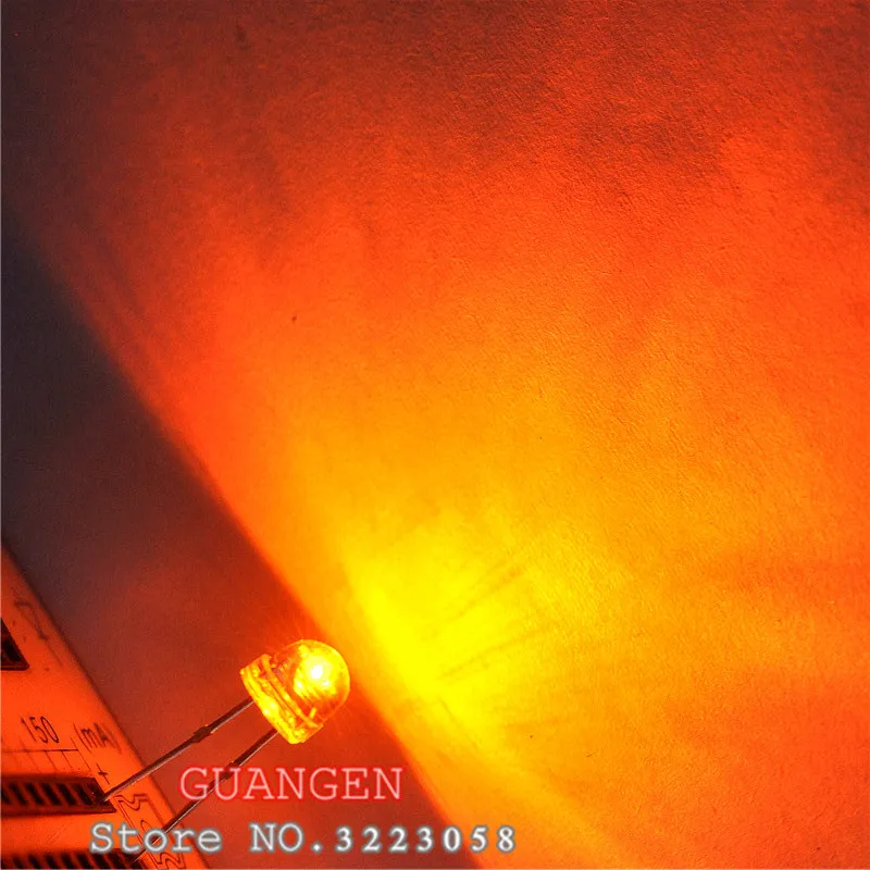 

1000pcs/lot 5mm Water Clear Straw Hat Orange LED Diode Light Super Bright Wide Angle 5 mm strawhat Light-Emitting Diode LED Lamp