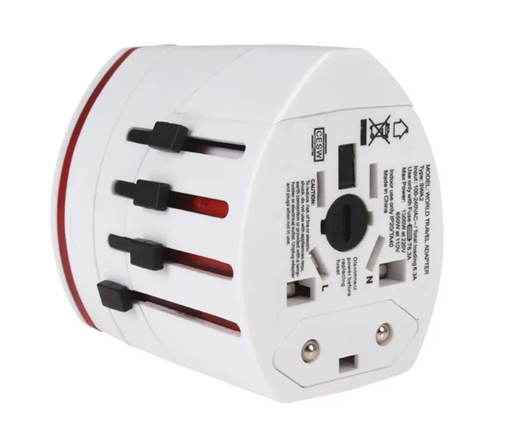 

All-in-one power plug adapter with 2 X USB, Universal World Charger Plug Travel AC Power Adapter Converter to US/UK/AU/EU
