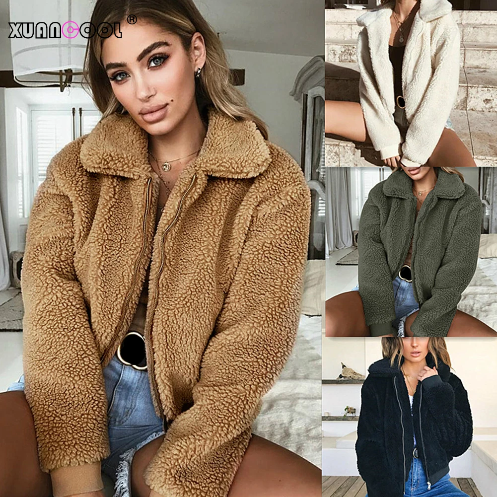 Most effective XUANCOOL Women's Jackets Winter Coat Women Cardigans Ladies Warm Jumper Fleece Faux Fur Coat Hoodie