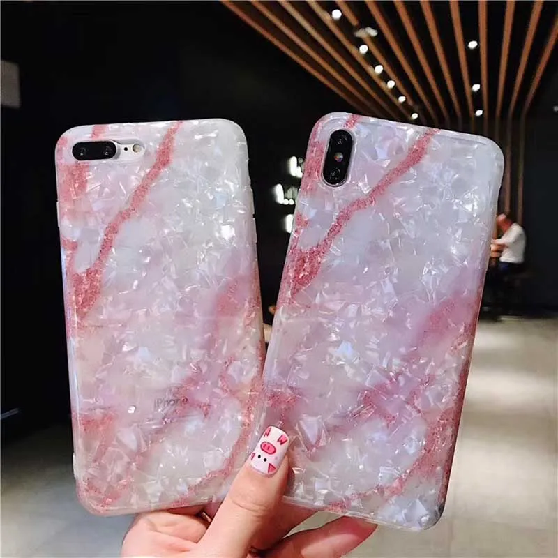 

Glossy Crystal Texture Phone Case For iPhone 7 8 6 6s Plus Marble Crack Soft Silicone Cover For iPhone X XS Max XR Cases