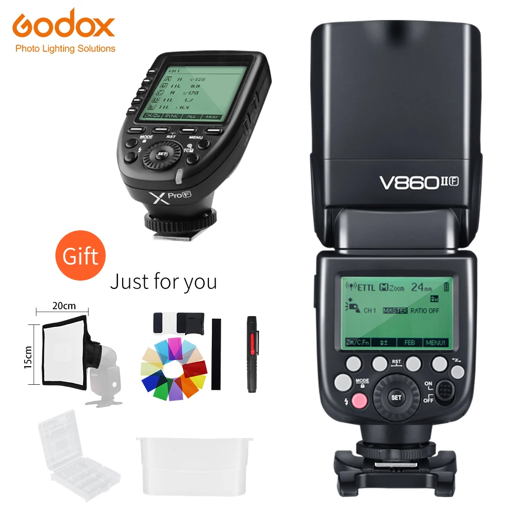 Godox V860II-F ttl GN60 2,4G Высокоскоростная синхронизация 1/8000s Li-on Аккумулятор камера Вспышка Скорость lite+ Xpro-F триггер для Fujifilm