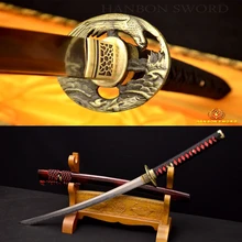 Real Hamon Samurai Japanese Ko- Katana Sword Hand Forging Damascus & 1095 Steel Kobuse Blade Sharp Metal Martial Arts Knife Sale