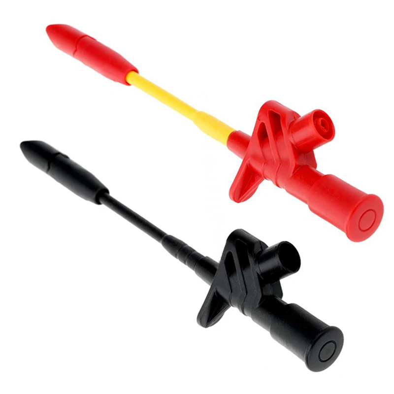 New Piercing Test Needle Hook Lips Multimeter Testing Probe 4mm Socket Red + Black For Test Tool