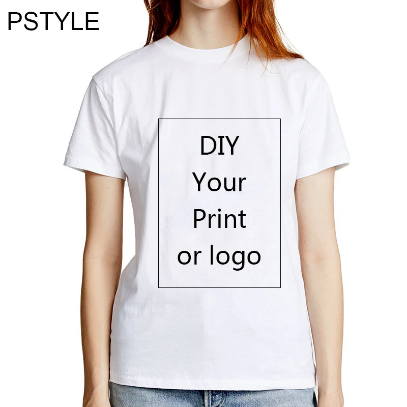 

Pstyle Custom T Shirt Women Print Your Own Logo/Picture/Design Short Sleeve Summer Tops Casual White Tshirt Femme Women Clothing