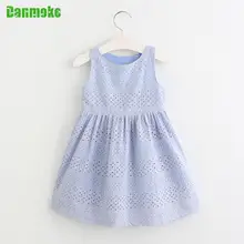 Danmoke Девушки Платья 2017 Новое Лето Марка Дети Платье Принцессы Милый Emobroidery Лук Дизайн для Девочек 3-8Y Детская Одежда