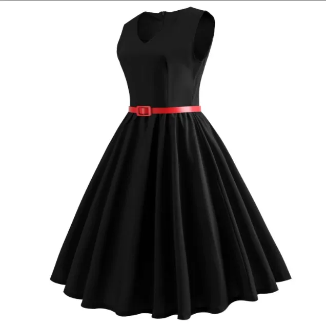 Bebovisi модные летние однотонные платья миди с v-образным вырезом красного, черного и синего цвета в стиле Одри Хепберн рокабилли для женщин вечернее платье