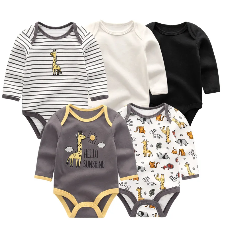 

5 PCS/lot newborn baby bodysuit long sleeve baby boy girl clothes Girls' Baby baby jumpsuit