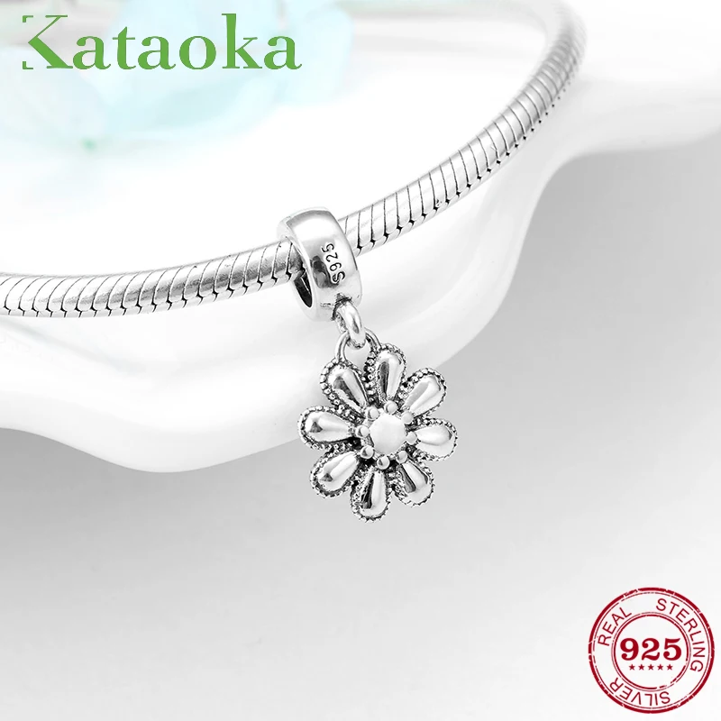 

2018 New Authentic Spring Flowers Silver Dangle Charms Beads Fit Original Pandora Bracelets 925 Sterling Silver Jewelry