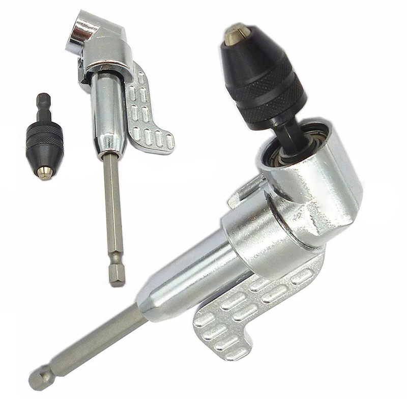 

Angle Driver Screwdriver Bit 1/4" Hex Shank Keyless Drill Bit Chuck + Magnetic Angle Driver Screwdriver Bit