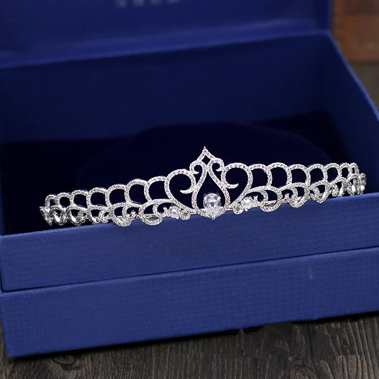 

Fashion elegant crystal Paved heart CZ zircon Princess crown wedding bride dinner banquet Beauty tiaras jewelry free shipping