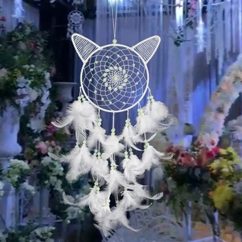 

Christmas Luminous Stone Cat Dreamcatcher Creative Handmade Decorations Noctilucent Dream Catcher Wind Chimes Home Bedroom Decor