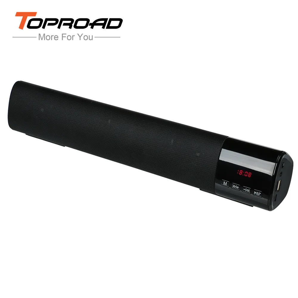 

TOPROAD Wireless Soundbar 10W Bluetooth Speaker Dual Bass 3D Surround Music Player Support FM TF AUX altavoz for PC TV Phone