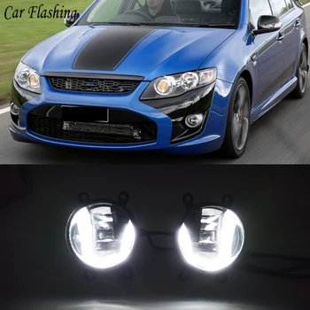 

3-IN-1 Functions LED DRL Daytime Running Light Car Projector Fog Lamp with yellow signal For Ford Falcon 2014 2015 2016 2017