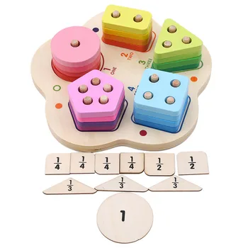 

Wooden Block Toys For Children Pairing Geometry Columns Game Color Cognition Digital Building Blocks Kids Educational Toys
