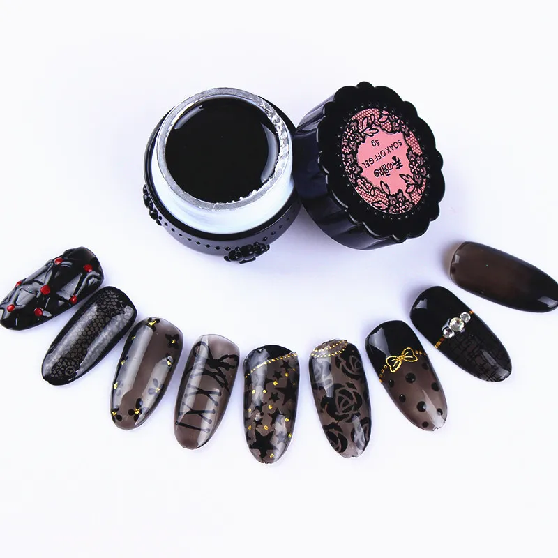 Harunouta 5g картина личная гигиена черные колготки гель Цвет резьба DIY полу-прозрачная; Нейл-арт маникюрный гель для ногтей в коробке - Цвет: Black Silk Stocking