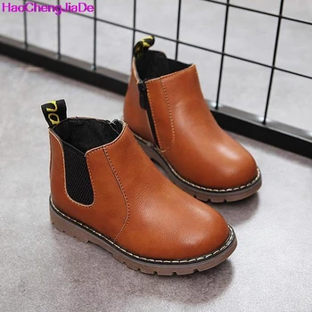 

HaoChengJiaDe 2019 Autumn Winter New Handmade Comfortable Girls Boots Leather Martin Boys Boots Fashion Kids Boots Children Shoe