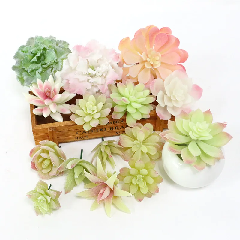 Flone Mini Artificial PU Flocking Succulent Plants Real Touch Hand Feel Plants Fake Plant Flower Home Decor Accessories (4)
