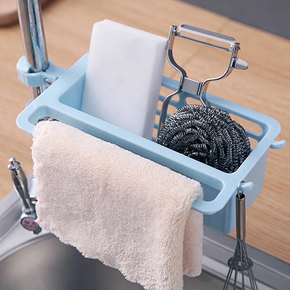 

Plastic Sink Hanging Storage Rack Hanging Basket Rag Rack Sponge Storage Soap Shelf Towel Organizer