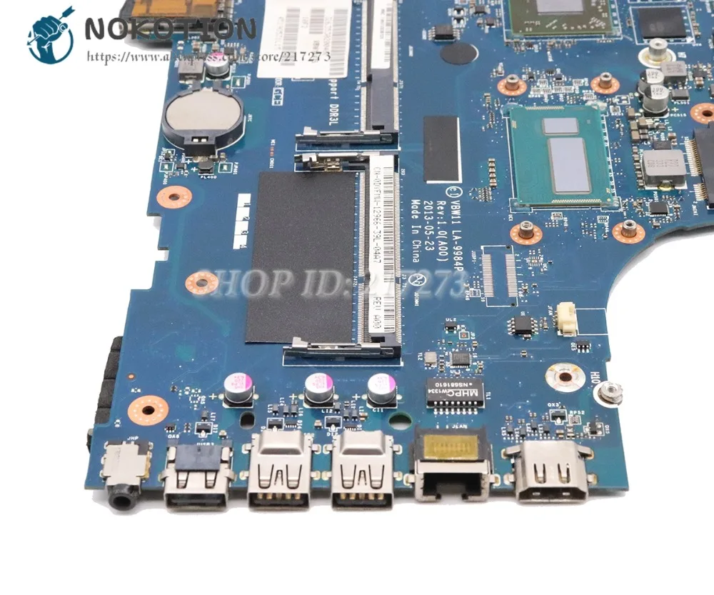 Very best  NOKOTION For Dell Inspiron 17R 5737 Laptop Motherboard SR16Z I7-4500U CPU R9 M200X graphics VBW11 L