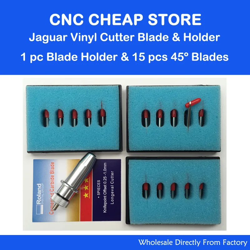 1pc Jaguar Gcc Cutting Plotter Signpal Vinyl Cutter Blade Holder + 15pcs Roland 45 degree Blades 1pc Jaguar Gcc Cutting Plotter Signpal Vinyl Cutter Blade Holder + 15pcs Roland 45 degree Blades