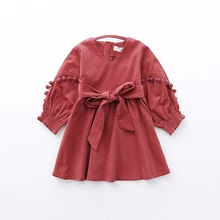 Осеннее платье для девочек детское платье высокого качества с длинными рукавами для девочек новое дизайнерское модное платье для девочек с бантом, детская зимняя одежда