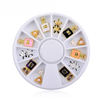 

1 Wheel New 3D Nail Decorations Tools Charm Perfume Bottle Flowers Triangle Rhinestones DIY Nail Art Jewelry Promotion