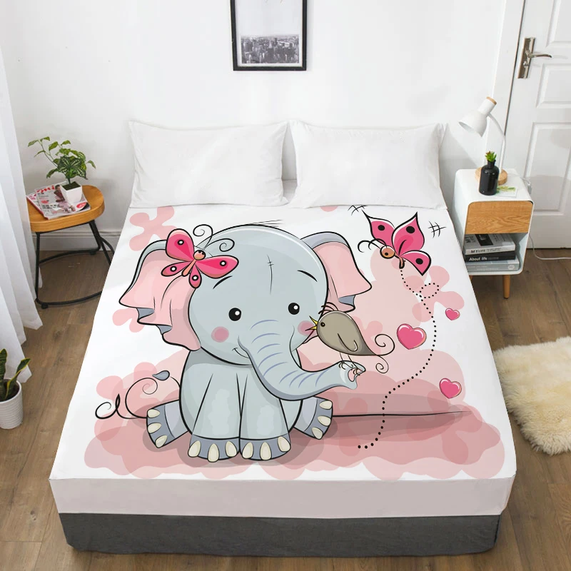 cartoon 01 3D HD Cartoon Bed Sheet With Elastic,Fitted Sheet for Kids/Baby/Child/Boy/Girl,Animal zoo Mattress Cover Custom/160x200 - Цвет: cartoon 01