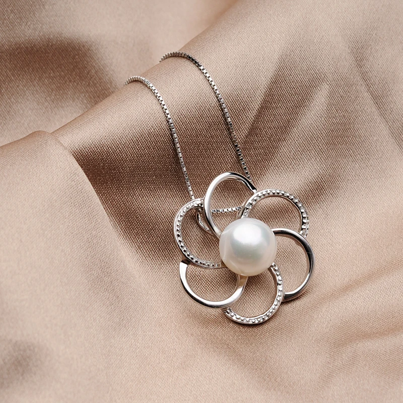 Женский кулон с жемчугом и натуральным 9 10 мм|necklaces for women|necklace necklacenecklace silver necklace |