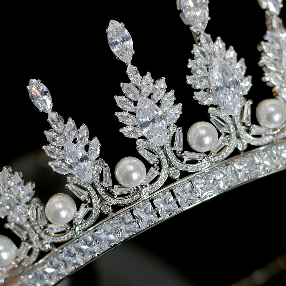 Brillante princesa простая тиара corona cristal perla accesorios para el cabello de la boda de plata banda para el cabello sombre