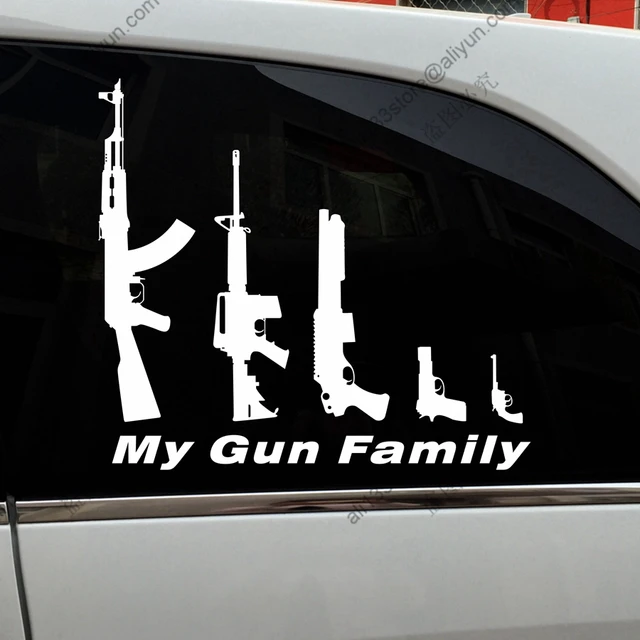 My Gun Family AK47 AR15 Gun Funny Car Sticker Decal Vinyl Bumper Truck