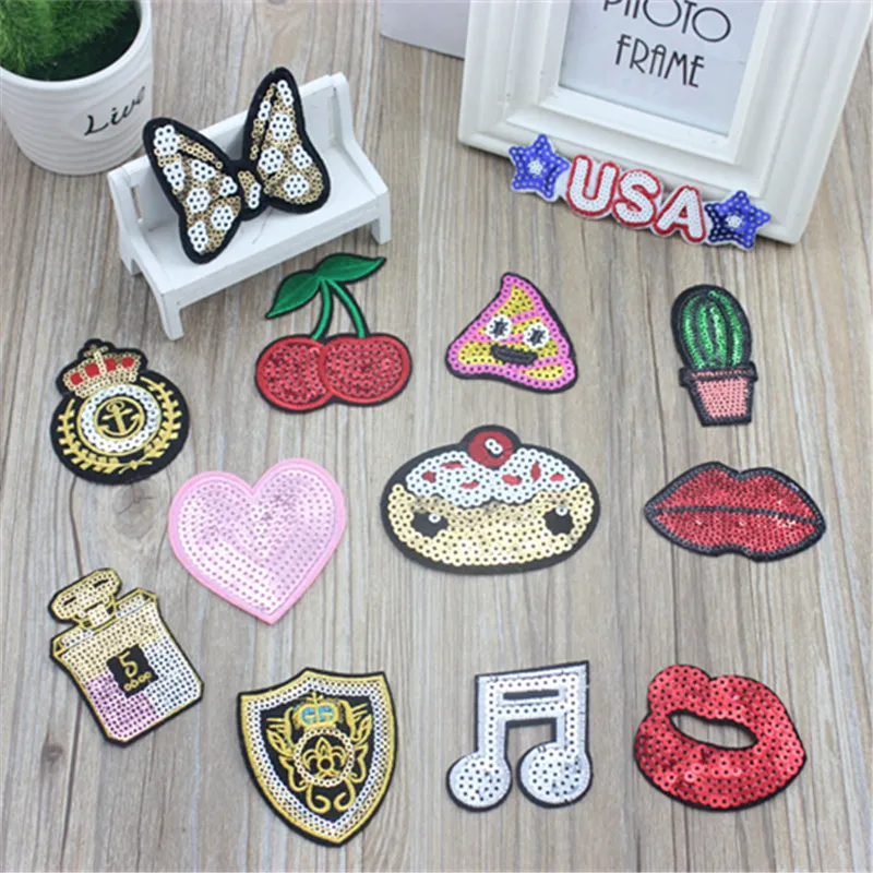 

1pc Embroidered Iron On Patches Clothes Sequins POP DIY