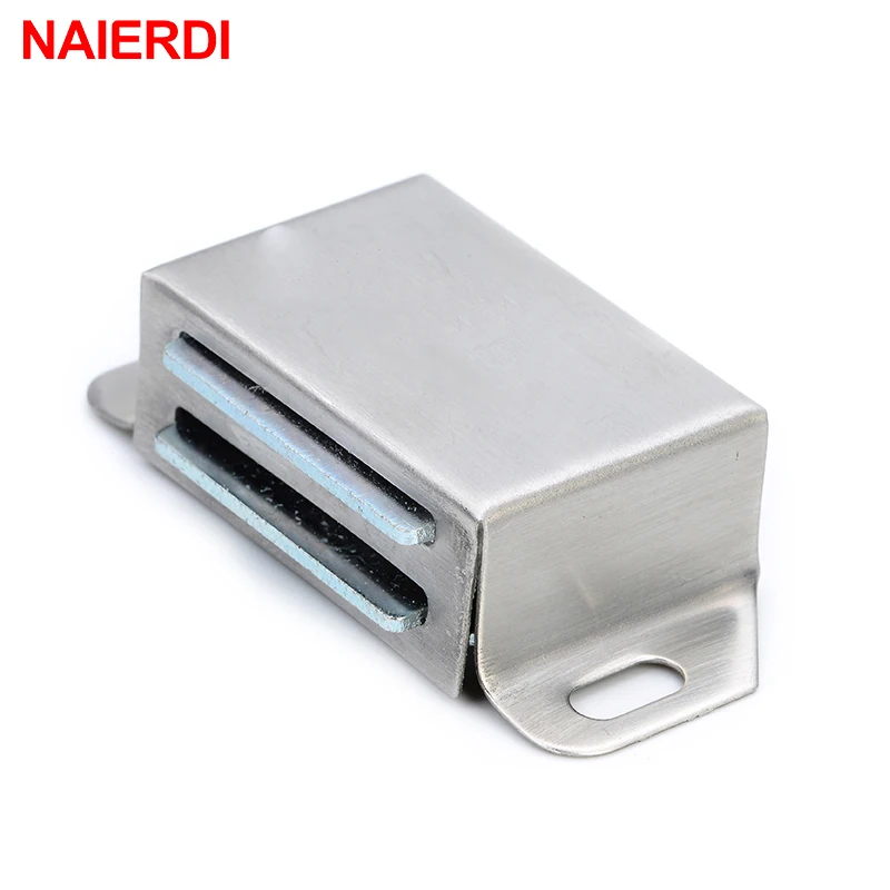 Magnetic Cabinet Catches NAIERDI Cabinet Catches Stainless Steel Magnetic Door Stop Closer Kitchen Damper Buffer For Cupboard Wardrobe Furniture Hardware magnetic cabinet catches door closer door catches magnetic cabinet latches cabinet door latch door stops cabinet door stop cabinet door buffer