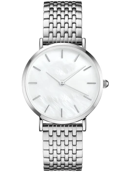 

Neutral NO LOGO rose gold stainless steel table avocado white seashell surface quartz watch women relogio masculino feminino