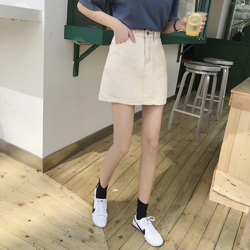 Юбки Женские Harajuku Kawaii Ulzzang корейский стиль милые Дамские элегантные женские s мини юбки простые Универсальные однотонные летние