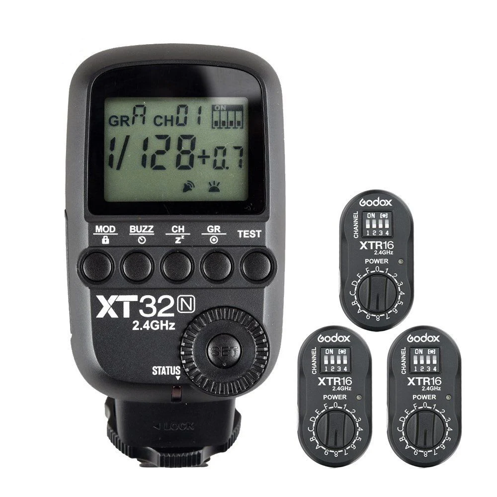 

Godox XT32N 2.4G HSS Flash Trigger Transmitter for Nikon 3PCS XTR-16 Receiver