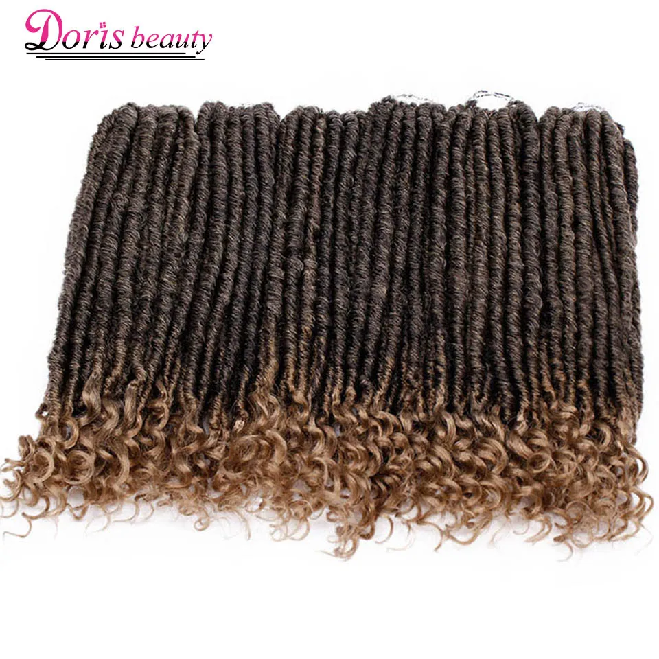 Вязанная коса для волос кудряшки Goddess Faux locs 16 дюймов Синтетические волосы для наращивания Омбре плетение волос мягкие натуральные