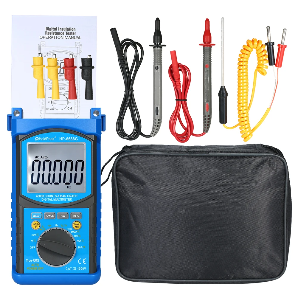 

Digital Multimeter HoldPeak Auto-range True RMS LCD tester DC/AC Voltage Current Meter Capacitance Resistance Voltmeter Ammeter