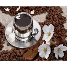 На заказ 3D вышивка кофе вышивка крестиком цветок круглый алмазная живопись кофе Стразы мозаика вышивка рукоделие подарок