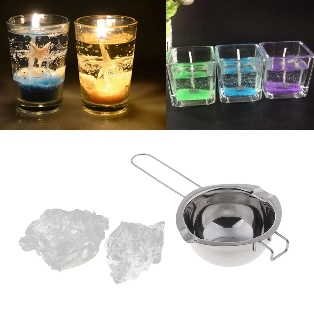 Stainless Steel Candle Wax Melting Pot Tools And 200g Basic Jelly Wax For DIY Scented Candle Making Valentine Gifts