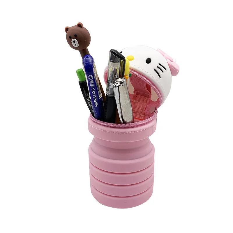 

Q UNCLE Pencil Case Decompression Telescopic Pen Case 3D Cartoon Silica Gel Pen Case for Kids Gift/Cosmetics Bag