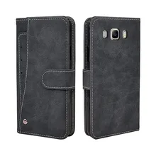 Caso Carteira de luxo Para Samsung Galaxy J2 J3 J5 J7 2016 Slots para Cartões de Caso TPU capa de Silicone Capa de Couro Da Aleta Do Vintage