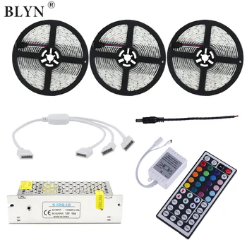 

DC12V 5050 LED RGB Strip Full Set 15M 10M 5M IP65 Waterproof Ceiling Tape Light 44 Key Remote RGB Controller 5A LED Power Supply