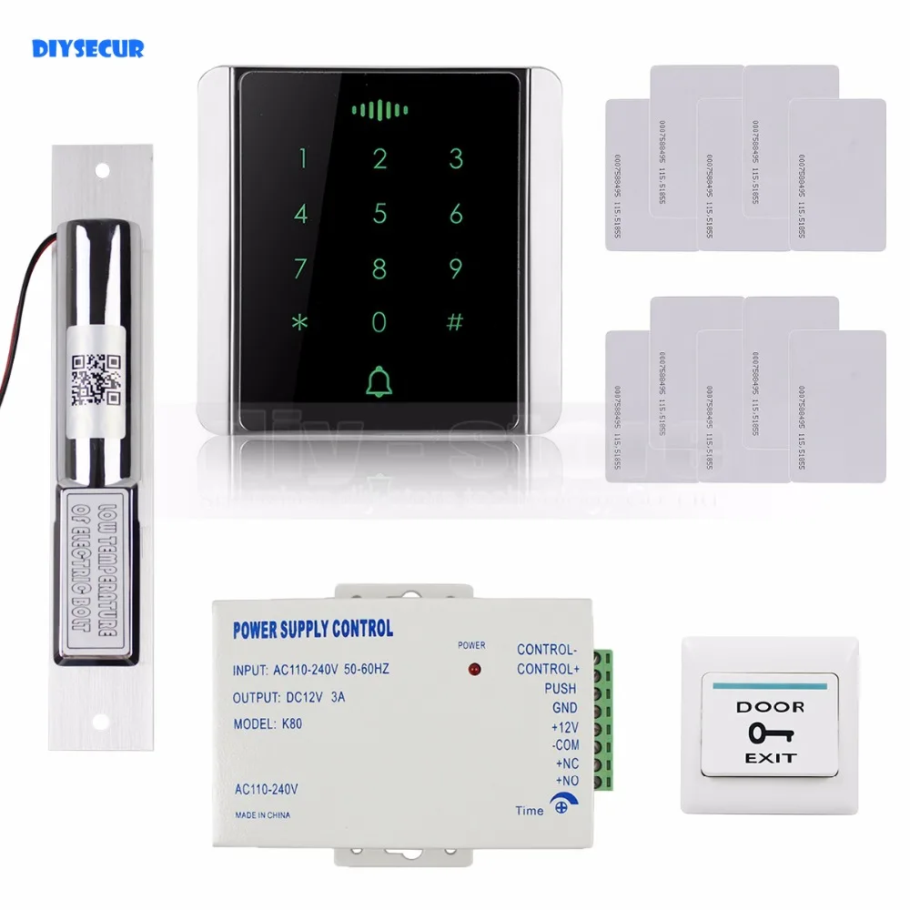 DIYSECUR 125 кГц RFID считыватель Пароль Клавиатура + Электрический Болт замок система